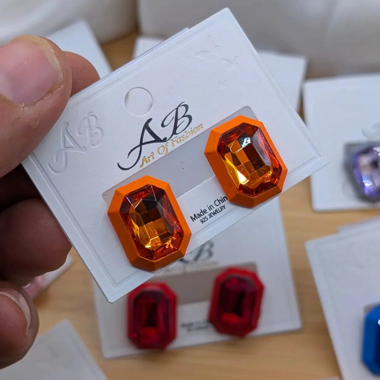 Rectangular Faceted Crystal Stud Earrings - Rumaisas