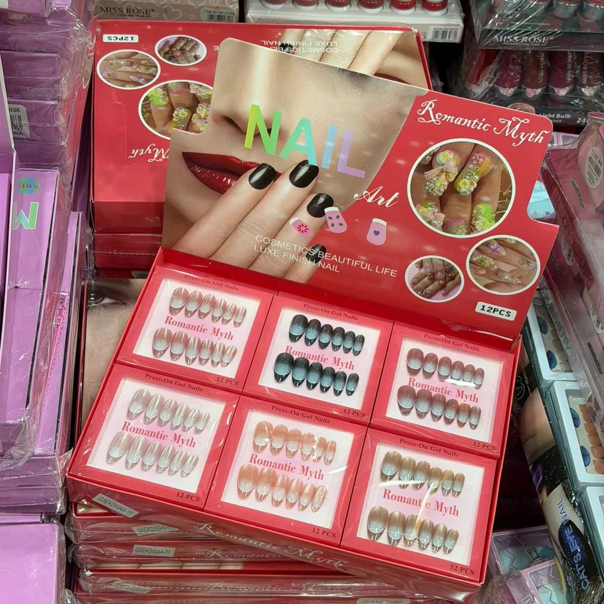 Romantic Myth Nail Art Press On Gel Nails - Each Box 12Pcs - Rumaisas