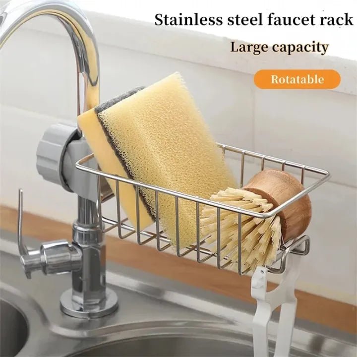 Rotatable Stainless Steel Sink Drainer & Storage Rack - Rumaisas