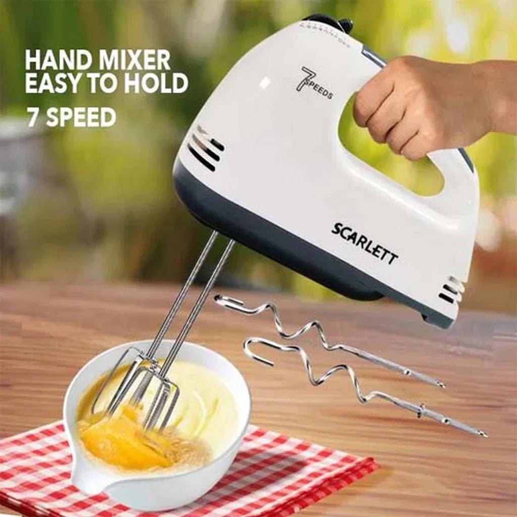 Scarlett Electric Beater Hand Mixer with 7 Speed Controls and Safety Features - Rumaisas