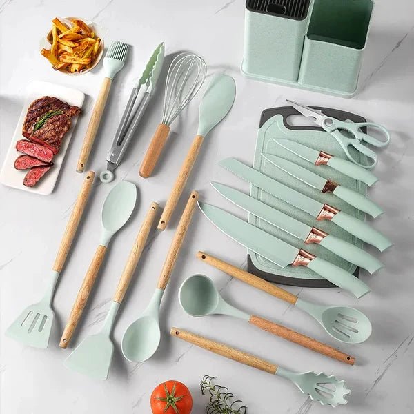 Silicone Cookware Spoon Sets - 19pcs - Rumaisas
