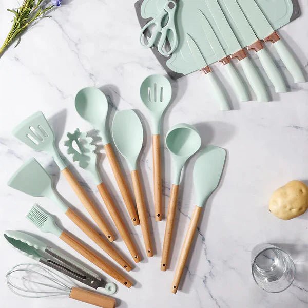 Silicone Cookware Spoon Sets - 19pcs - Rumaisas