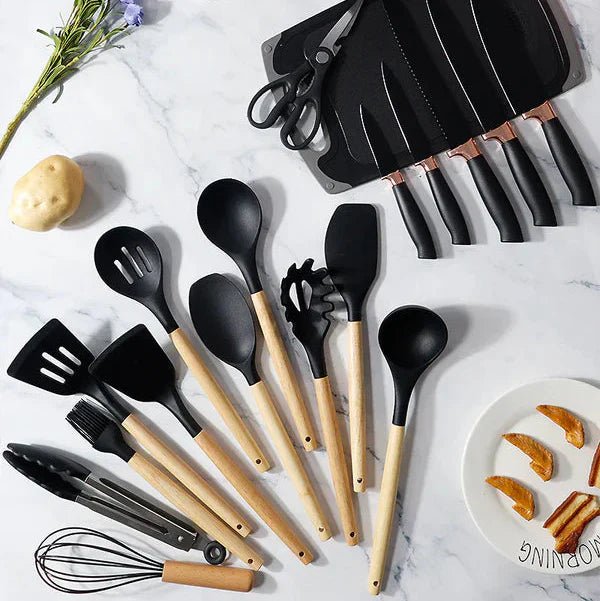 Silicone Cookware Spoon Sets - 19pcs - Rumaisas