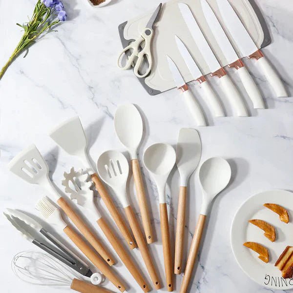 Silicone Cookware Spoon Sets - 19pcs - Rumaisas
