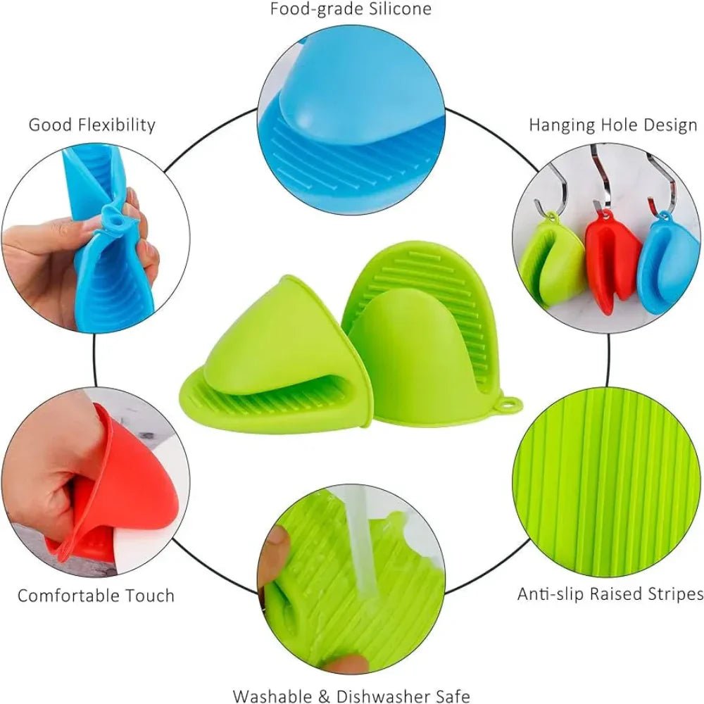 Silicone Pot Holder Pair Durable Pinch Mitts in Vibrant Color - Rumaisas