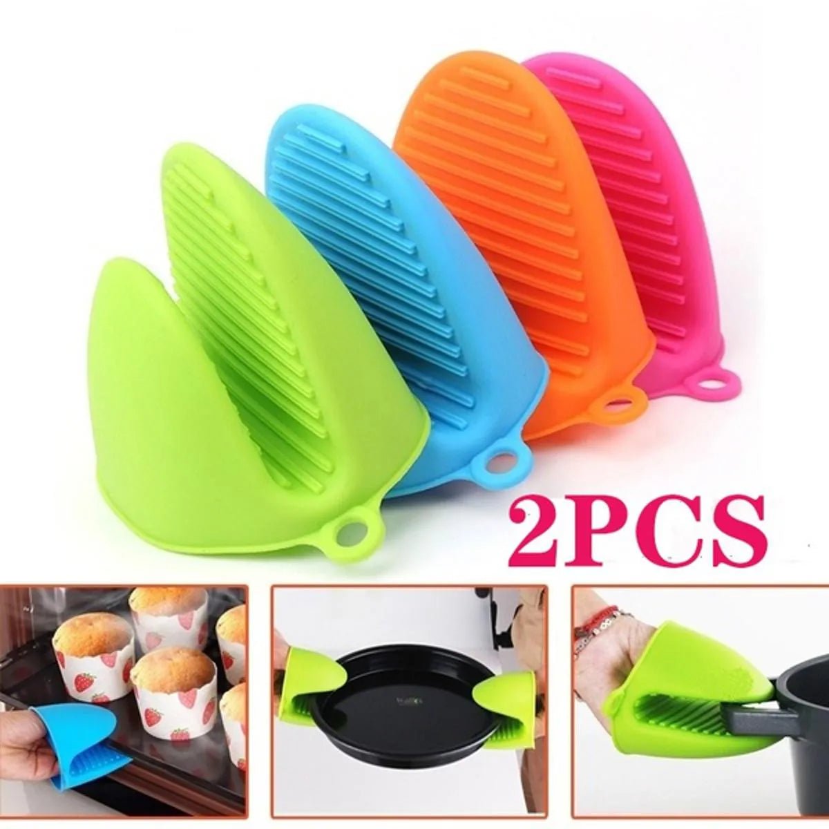 Silicone Pot Holder Pair Durable Pinch Mitts in Vibrant Color - Rumaisas