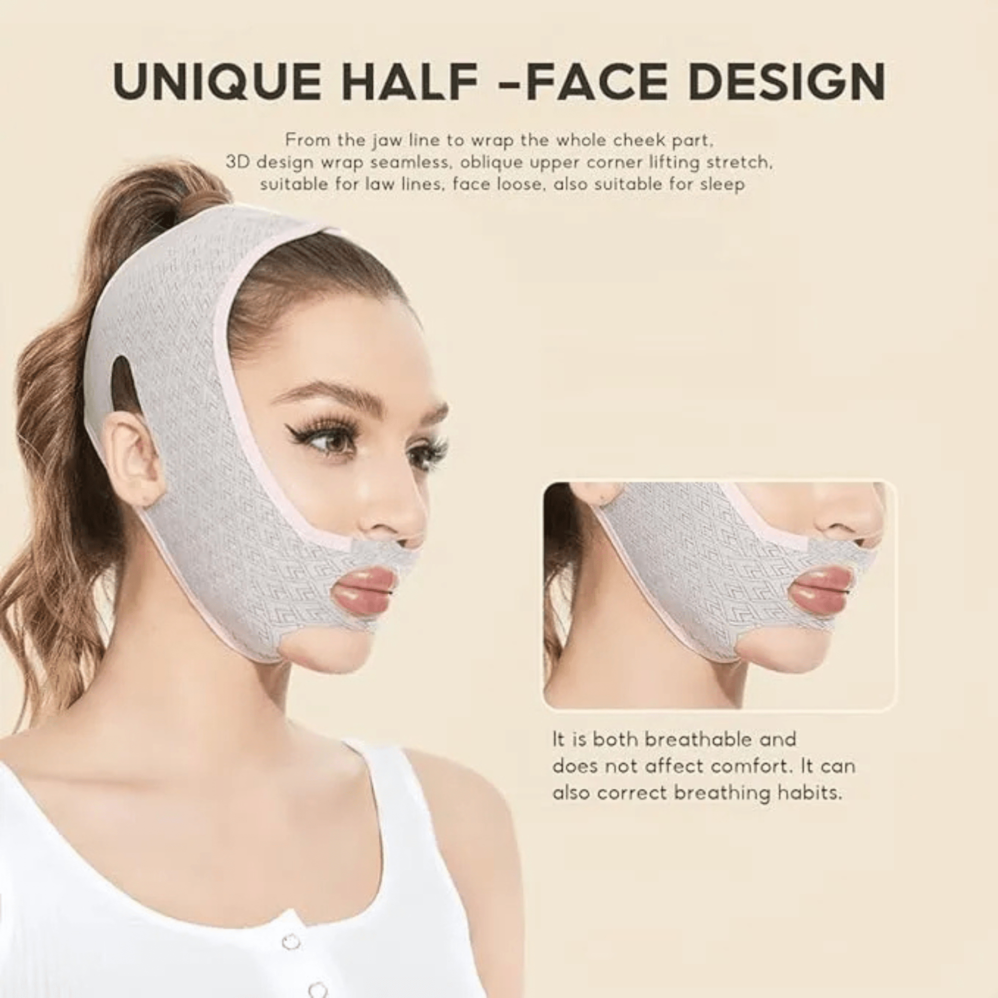 Skin Care Beauty face Mask Facial Shaper Belt Jawline Lifting Mask Skin Tightening Face Band Double Chin Reducer Face Lift Bandage V Line Slimming Beauty Sleep Mask - Rumaisas