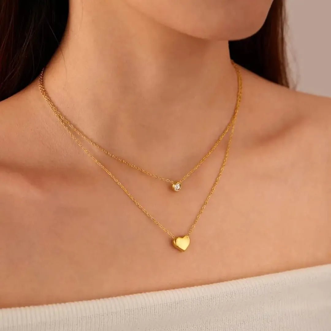 Stainless Steel Heart Double Layer Chain - Rumaisas