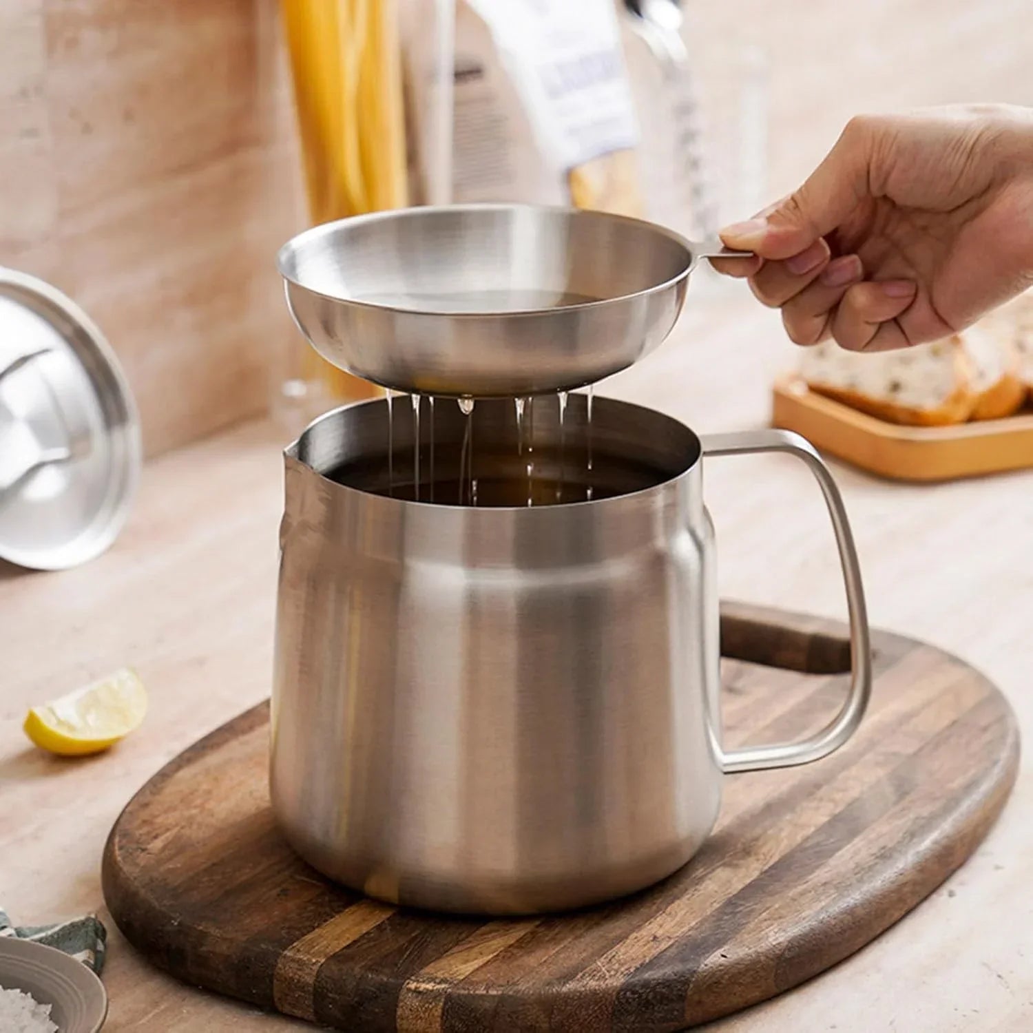 Stainless Steel Large Capacity Oil Filter Pot - Rumaisas