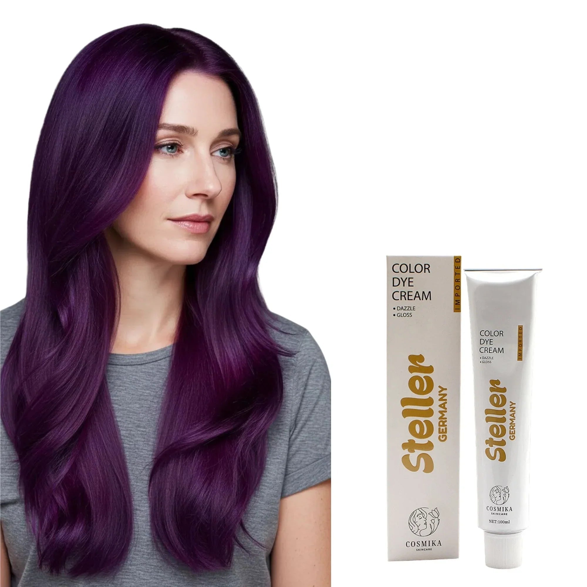 Steller Germany Color Dye Cream - 7/6 Violet Morado - 100ml - Rumaisas