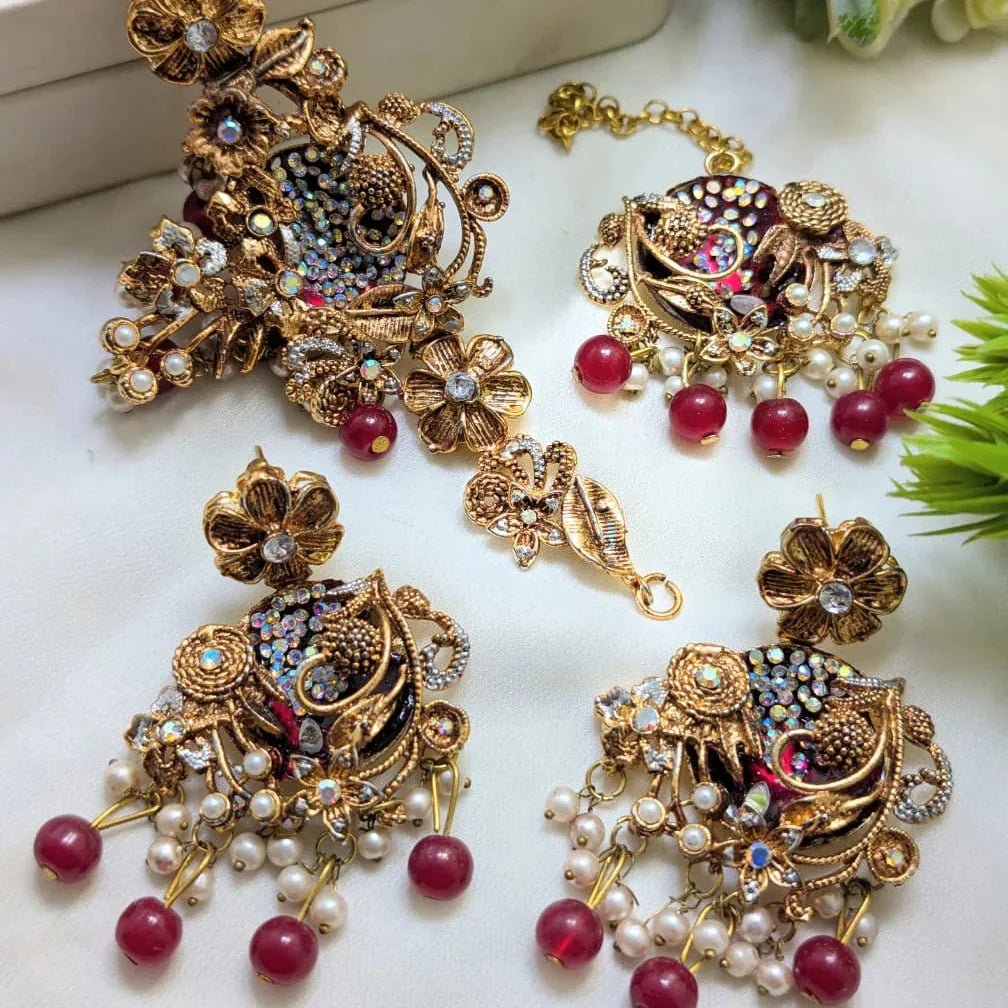 Turkish Choker Set with Earrings & Tikka - Rumaisas
