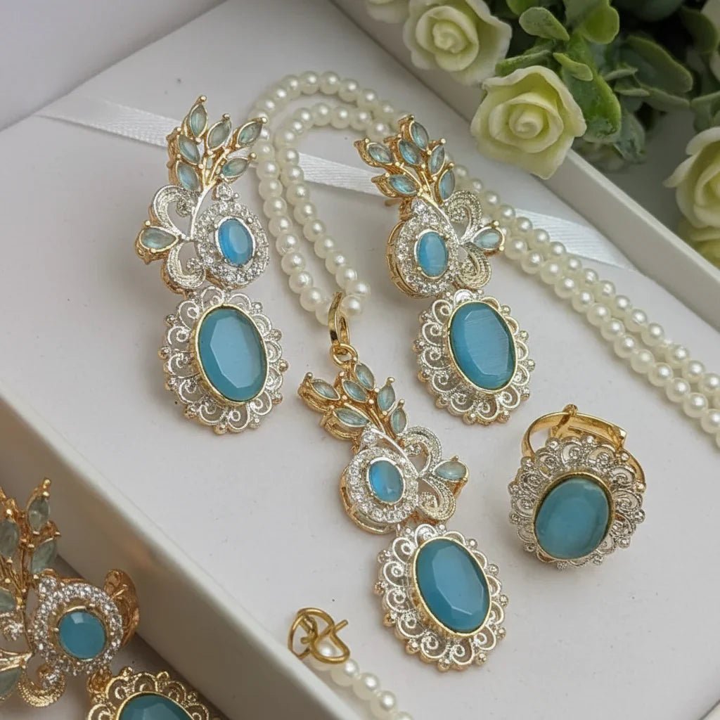 Zircon Combo Party Set – High Quality Oval Shape Jewelry - Rumaisas