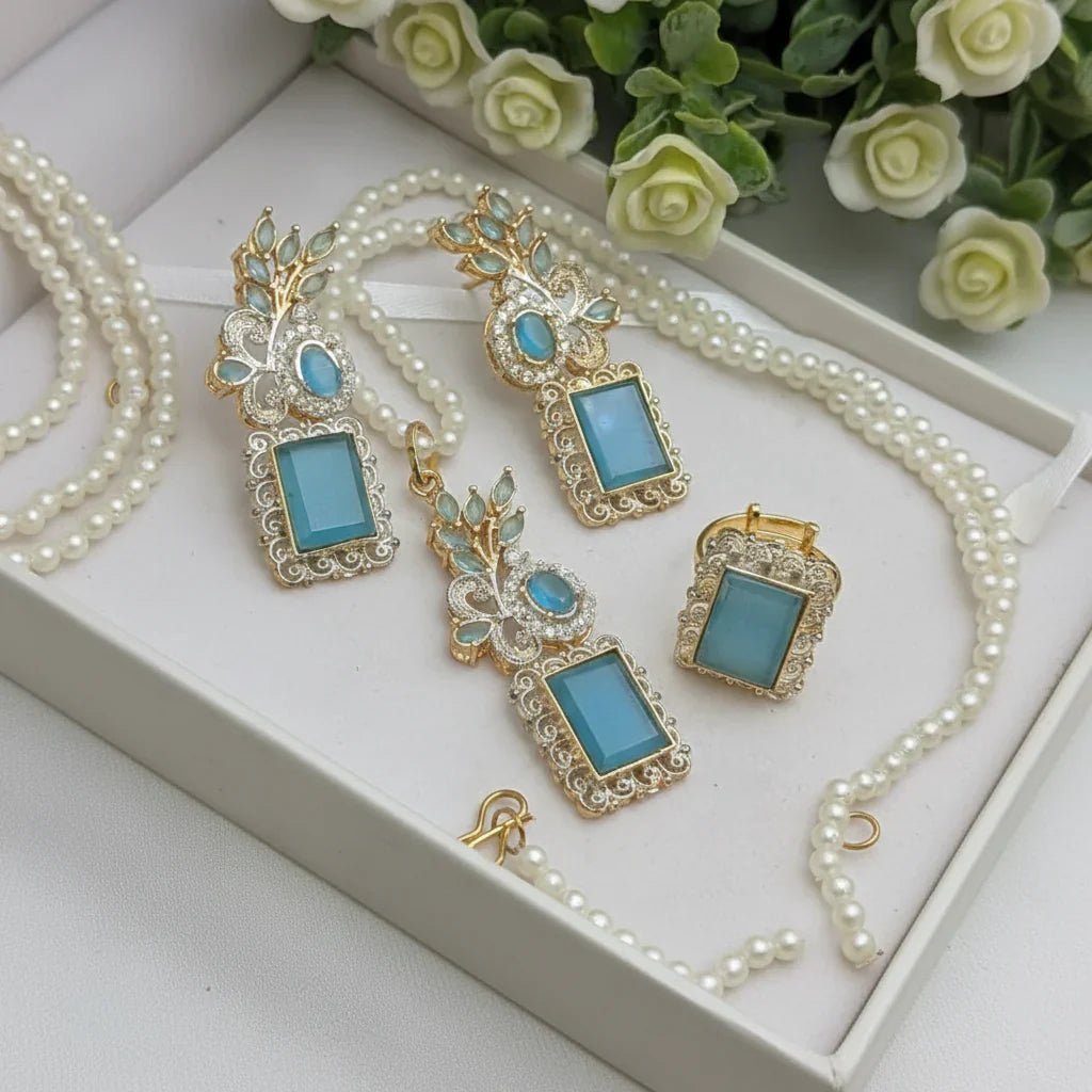 Zircon Combo Party Set – High Quality Rectangle Shape Jewelry - Rumaisas