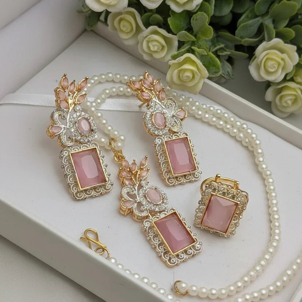 Zircon Combo Party Set – High Quality Rectangle Shape Jewelry - Rumaisas