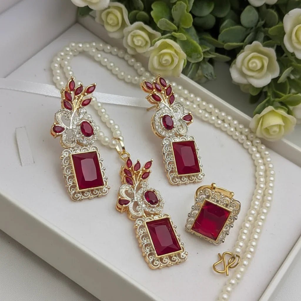 Zircon Combo Party Set – High Quality Rectangle Shape Jewelry - Rumaisas