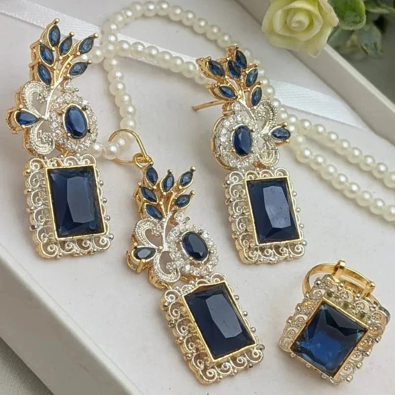 Zircon Combo Party Set – High Quality Rectangle Shape Jewelry - Rumaisas