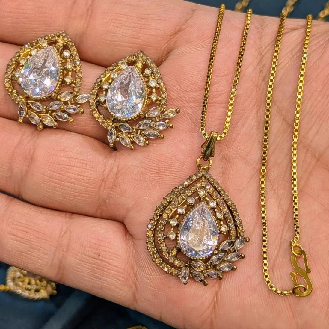 Zircon Locket Set – Locket & Earrings - Rumaisas