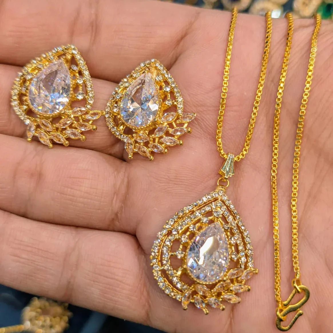 Zircon Locket Set – Locket & Earrings - Rumaisas