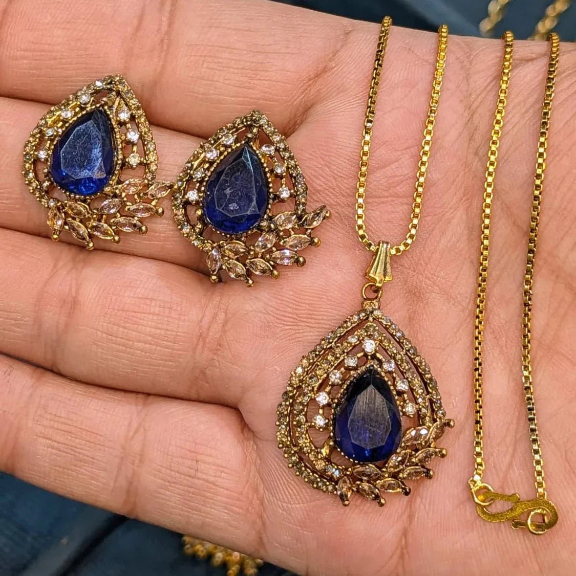Zircon Locket Set – Locket & Earrings - Rumaisas