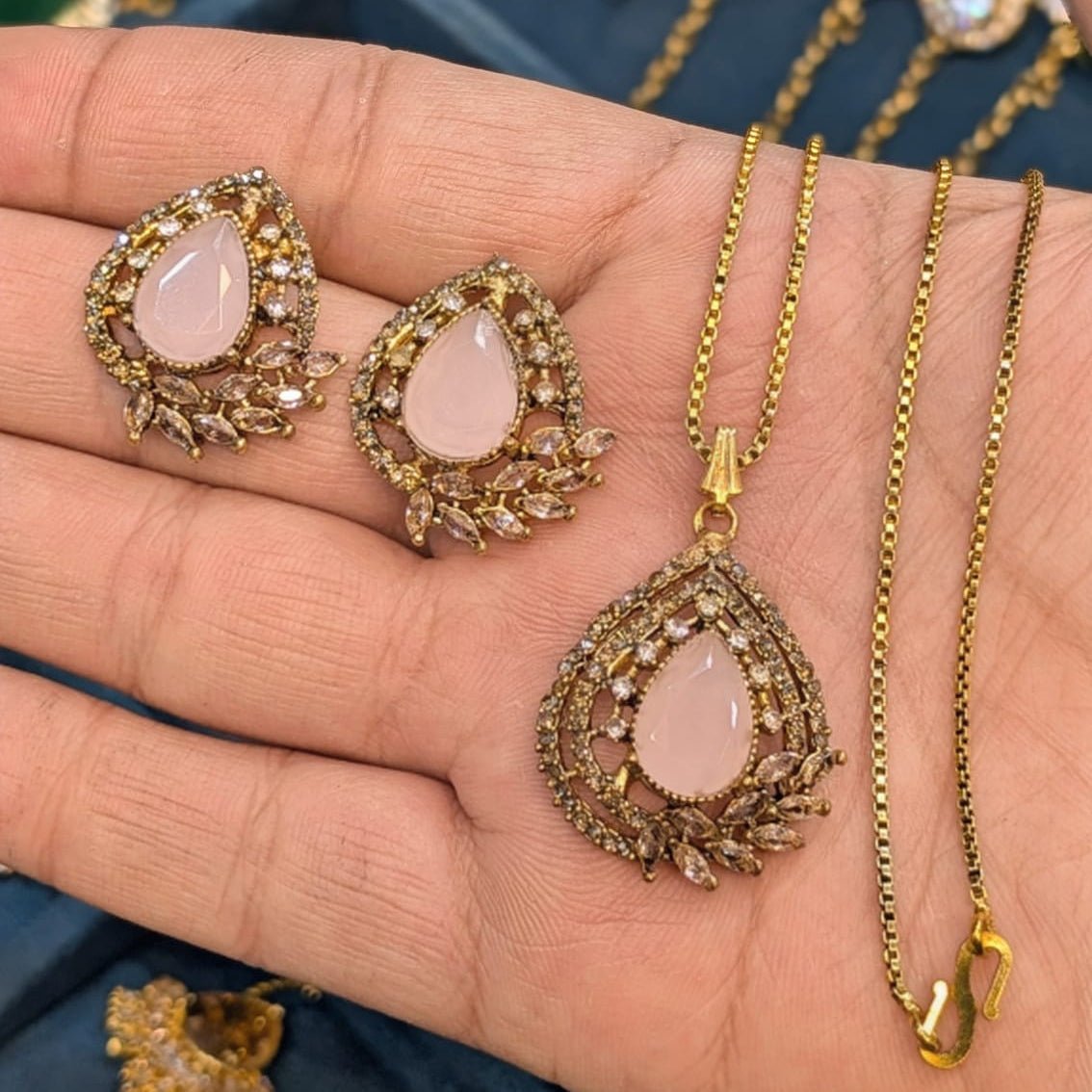Zircon Locket Set – Locket & Earrings - Rumaisas